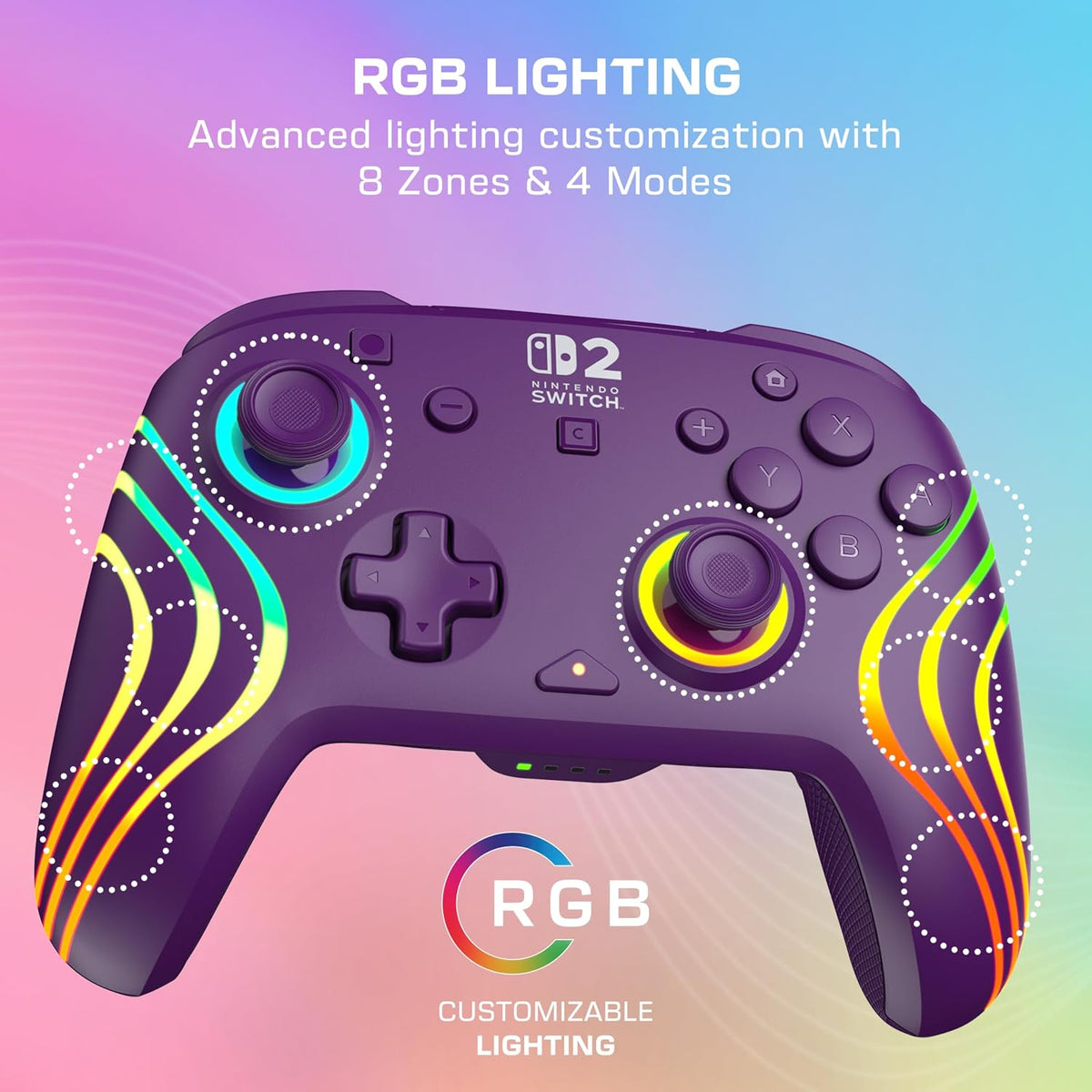 Turtle Beach Afterglow Wave Wireless RGB Game Controller Nintendo Switch 2 | Switch Lite. OLED. TMR Thumbsticks. Rechargeable 20-Hr Battery. 2 Mappable Back Buttons. Motion Controls. C-Button